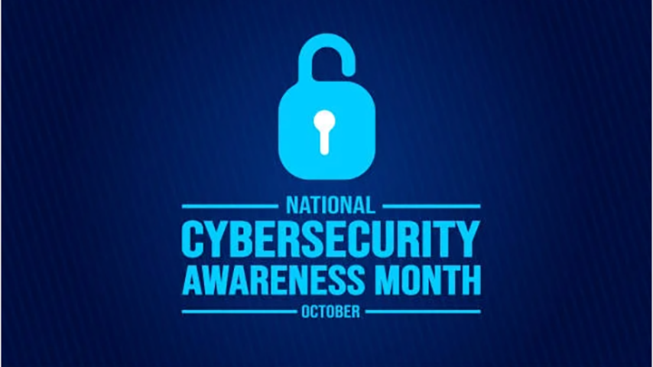 illustration of lock and text reading National Cybersecurity Awareness Month